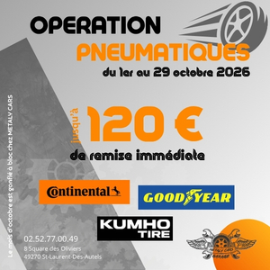 Opération pneumatiques jusqu'au 29 octobre chez METALY CARS : gonflés à bloc !