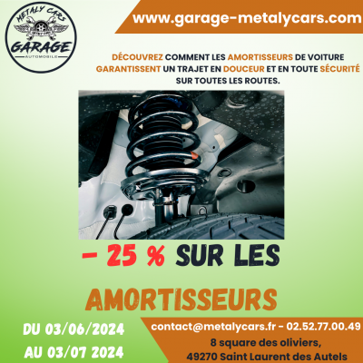 Découvrez l'importance des amortisseurs avec METALYCARS à Orée d'Anjou