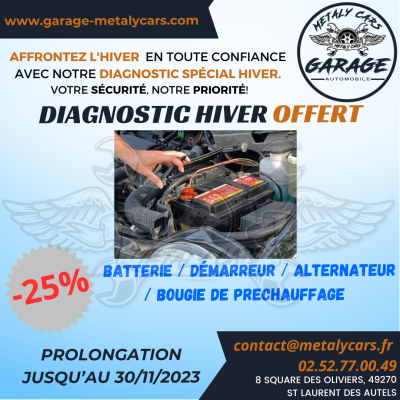Un Diagnostic Hiver offert pour votre véhicule dans votre Garage près de Nantes 