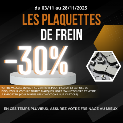 -30% sur les plaquettes de freins, Tout savoir sur le freinage : -30% sur les plaquettes de freins, Tout savoir sur le freinage :
